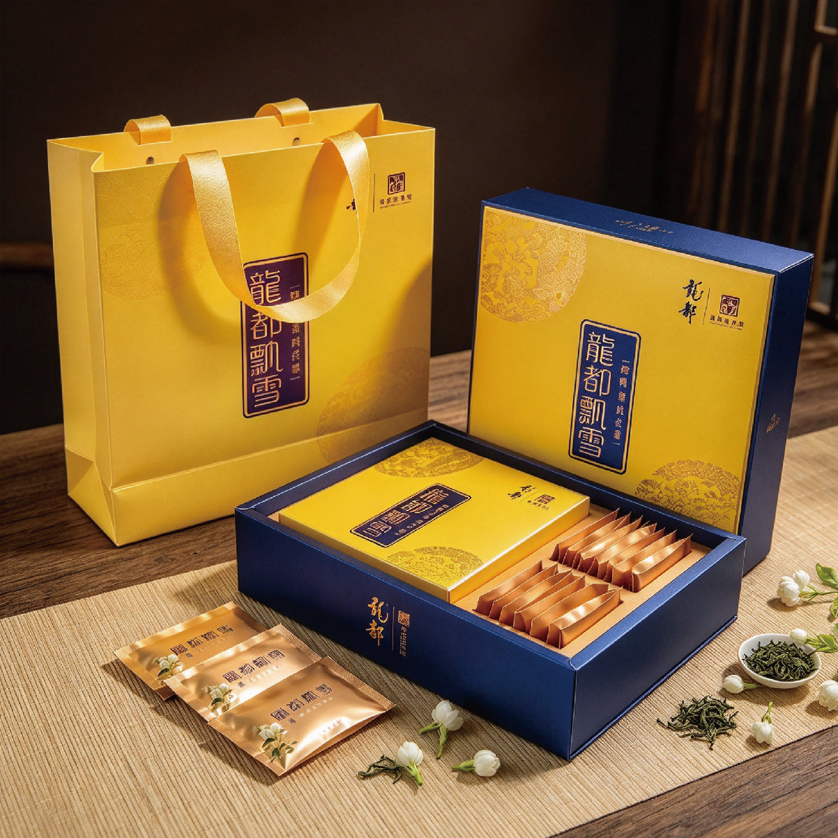 Longdu Piaoxue Hefeng Jasmine Tea Gift Box