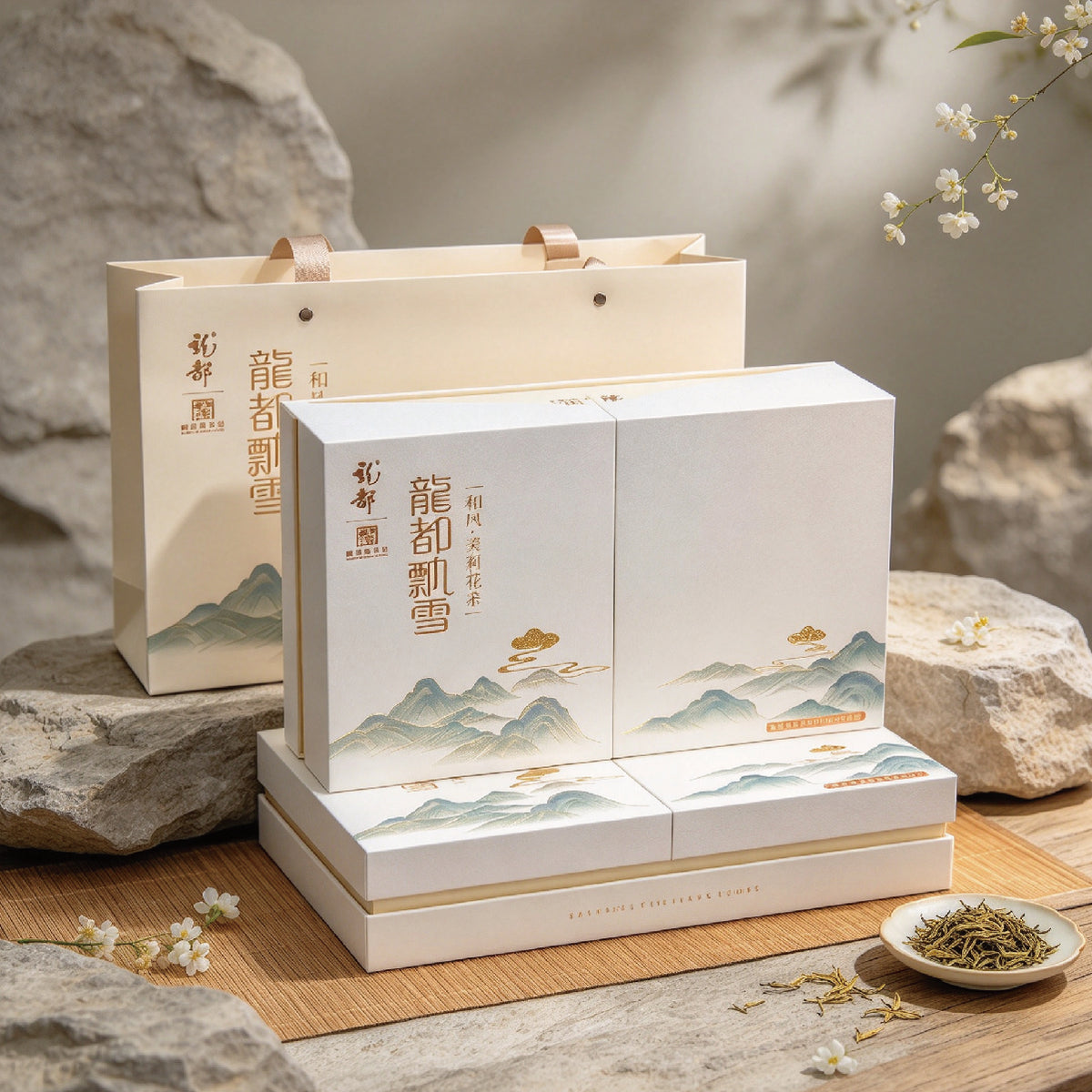 Longdu Piaoxue Hefeng Jasmine Tea Gift Box